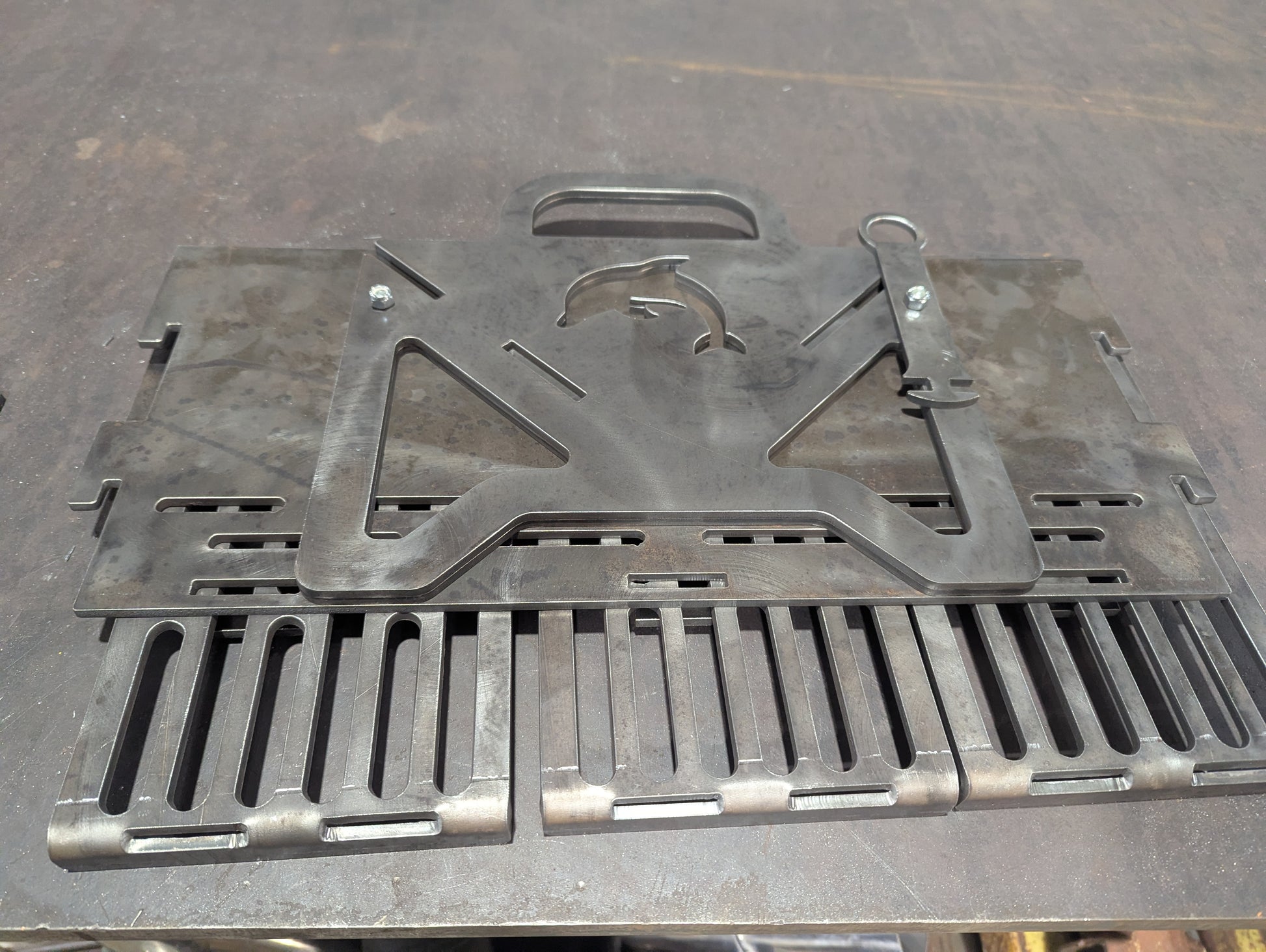 Flat pack grill shown flat packed.